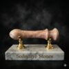 Cherry marble red dildo full view — natural stone luxury sex toy
