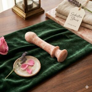 Cherry marble dildo deep red stone — luxury handcrafted sex toy 17cm
