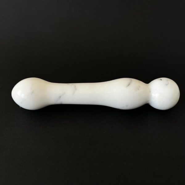 White marble dildo side profile — luxury stone sex toy Sensus