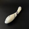 White marble g-spot sex toy angled view — handcrafted stone dildo