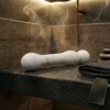 White Anatolian marble dildo — luxury handcrafted stone sex toy 17.5cm