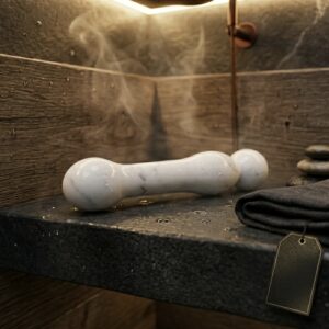 White Anatolian marble dildo — luxury handcrafted stone sex toy 17.5cm