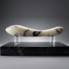 White marble g-spot dildo full view — natural stone luxury sex toy