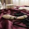 Curved white marble g-spot stimulator — luxury handcrafted stone sex toy from Seductive Stones