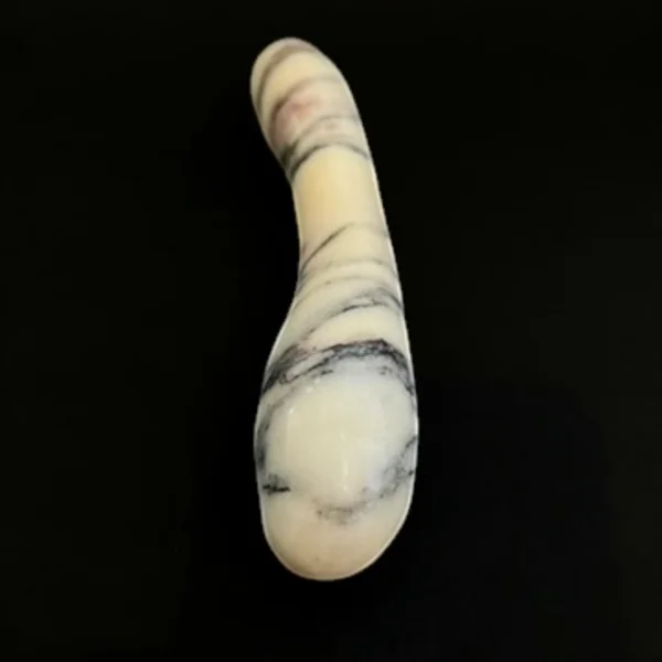 White Marble G-Spot Wand — Voluptus | Seductive Stones White Marble G-Spot Wand — hand-carved white marble with black veining | Seductive Stones Voluptus Collection