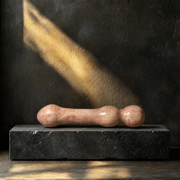 Cherry Marble Double Wand — hand-carved cherry Elazığ marble | Seductive Stones Sensus Collection