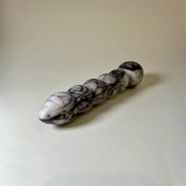 White Marble Beaded Wand — hand-carved pure white Anatolian marble | Seductive Stones Sensus Collection