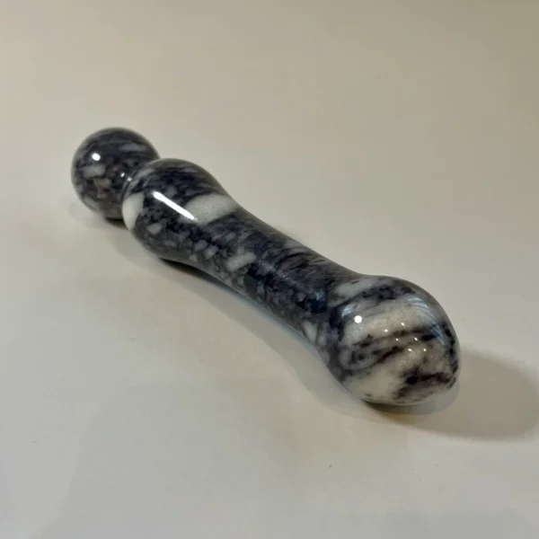 White Grey Anatolian Marble Curved Wand — hand-carved white grey Anatolian marble | Seductive Stones Voluptus Collection