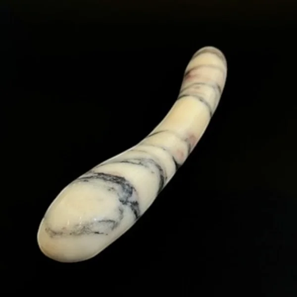 White Marble G-Spot Wand — Voluptus | Seductive Stones White Marble G-Spot Wand — hand-carved white marble with black veining | Seductive Stones Voluptus Collection