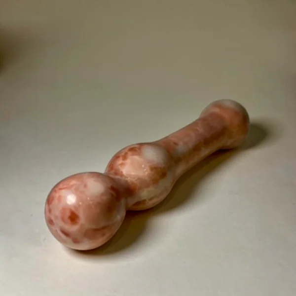 Cherry Marble Double Wand — hand-carved cherry Elazığ marble | Seductive Stones Sensus Collection