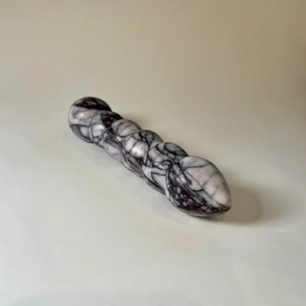 White Marble Beaded Wand — hand-carved pure white Anatolian marble | Seductive Stones Sensus Collection