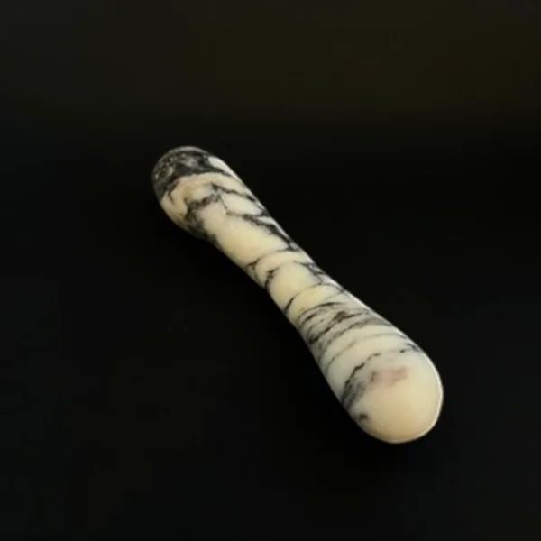 Cream Marble Curved Wand — hand-carved cream Anatolian marble with black banding | Seductive Stones Voluptus Collection