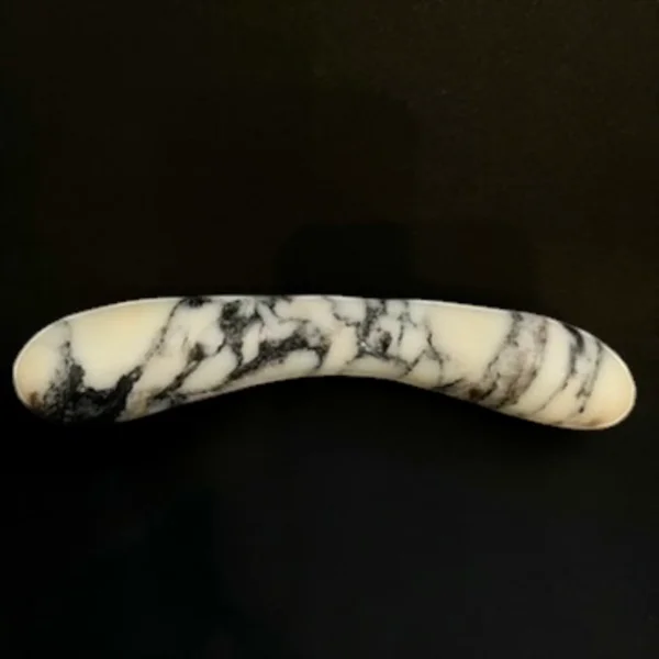 Cream Marble Curved Wand — hand-carved cream Anatolian marble with black banding | Seductive Stones Voluptus Collection