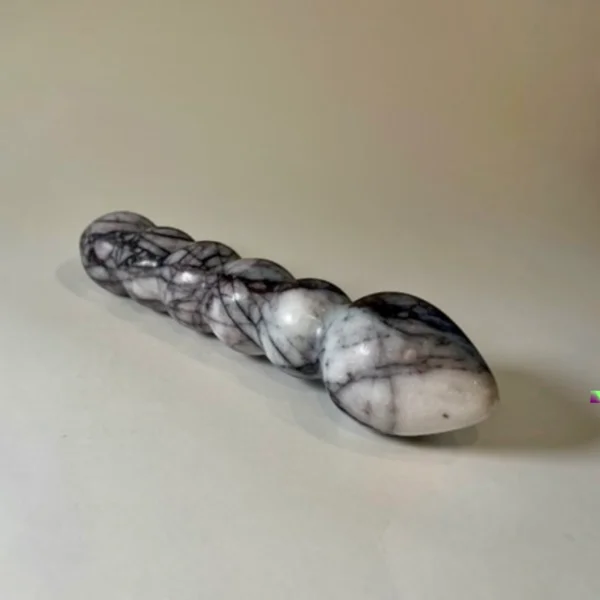 White Marble Beaded Wand — hand-carved pure white Anatolian marble | Seductive Stones Sensus Collection
