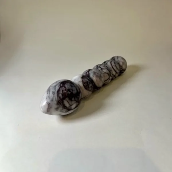 White Marble Beaded Wand — hand-carved pure white Anatolian marble | Seductive Stones Sensus Collection