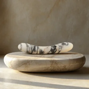White Marble G-Spot Wand — Voluptus | Seductive Stones White Marble G-Spot Wand — hand-carved white marble with black veining | Seductive Stones Voluptus Collection