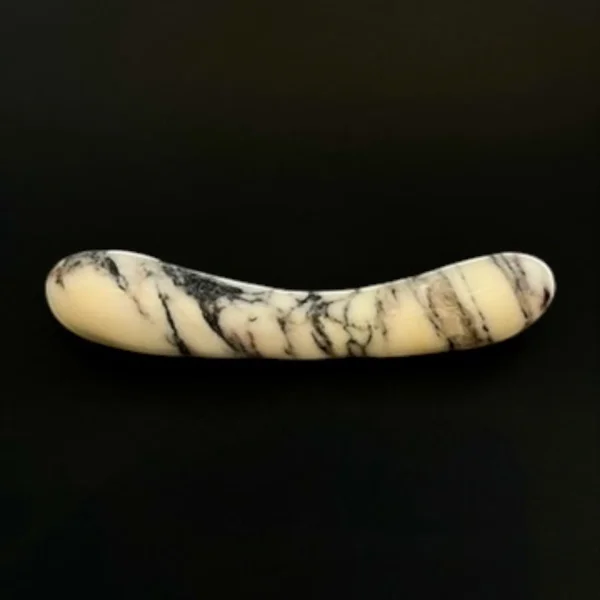 Cream Marble Curved Wand — hand-carved cream Anatolian marble with black banding | Seductive Stones Voluptus Collection