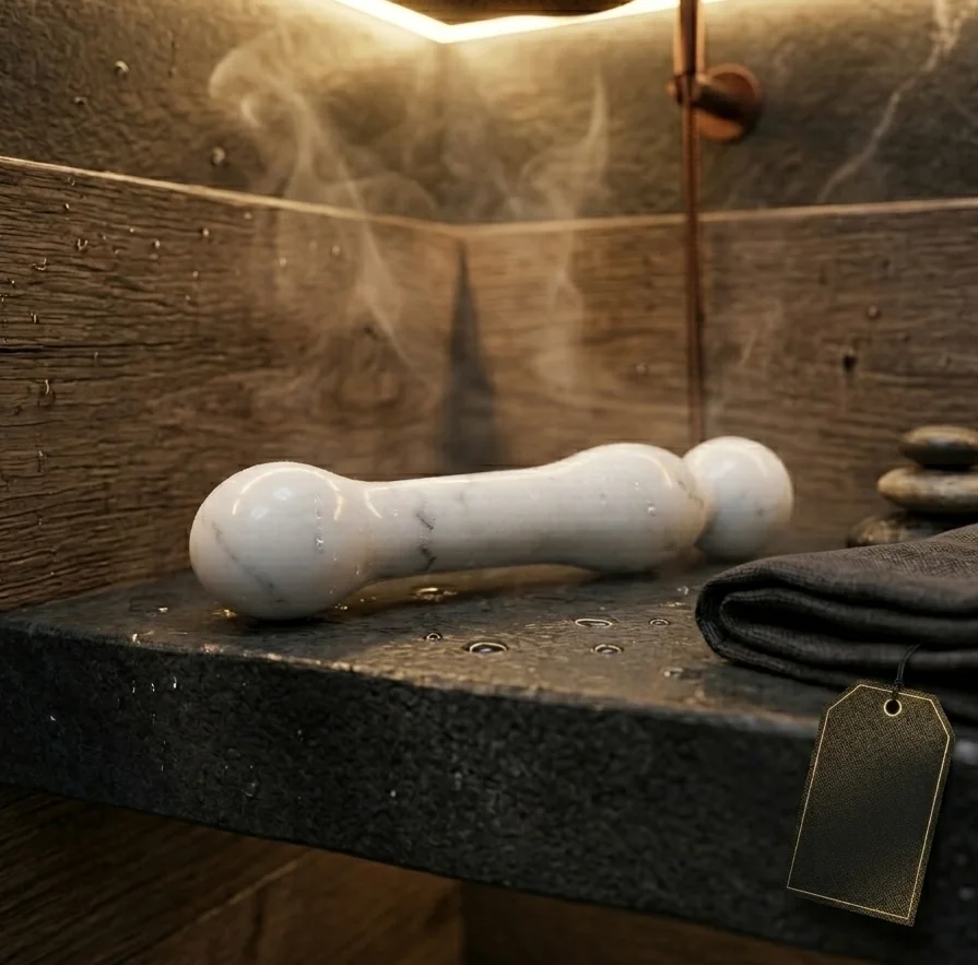 White Anatolian Marble 17.5cm Dildo